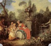 LANCRET, Nicolas Lady and Gentleman with two Girls and a Servant oil painting on canvas